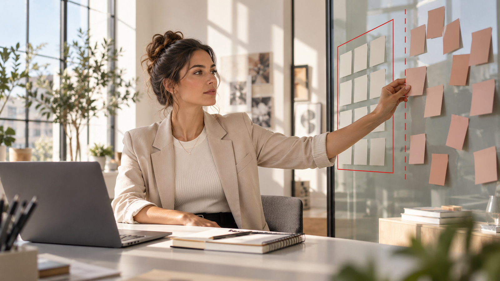 Freelancer organizing project requests to prevent scope creep and protect her time.